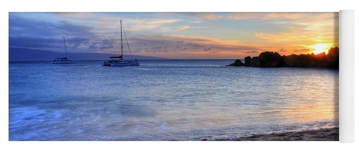 Ka'anapali Beach Yoga Mat featuring the photograph Black Rock Sunset #1 by Kelly Wade