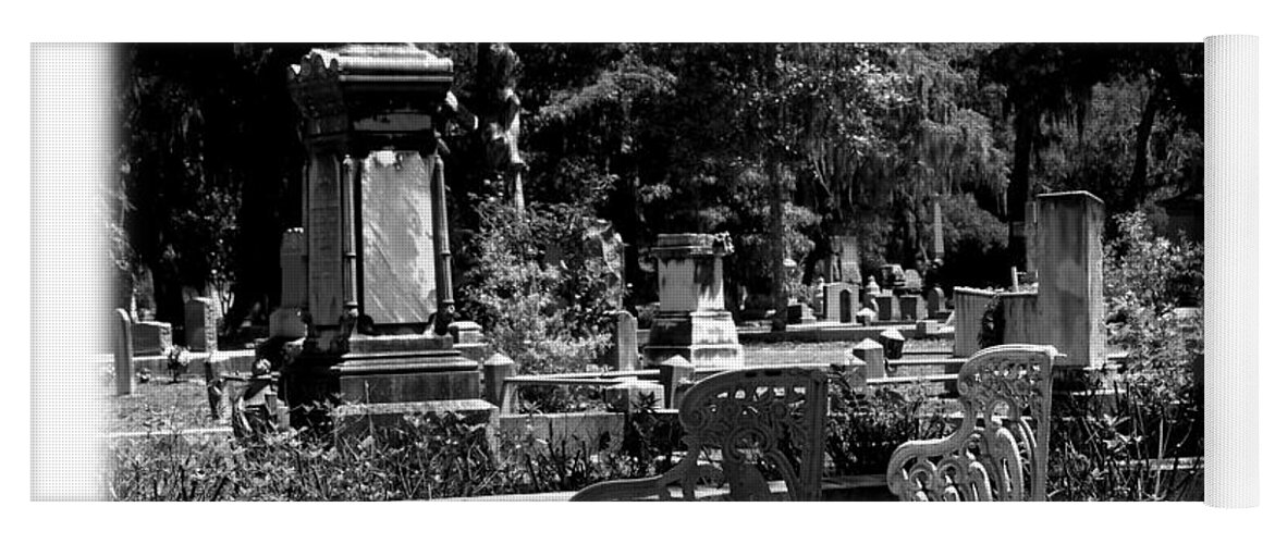 Bonaventure Cemetery Yoga Mat featuring the photograph Bonaventure Cemetery BW #3 by Jacqueline M Lewis