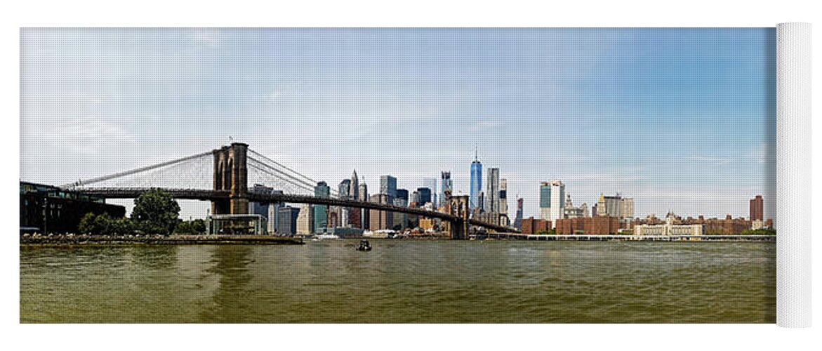 Brooklyn Bridge Yoga Mat featuring the photograph Brooklyn Bridge and Manhattan Bridge Panorama by Doolittle Photography and Art