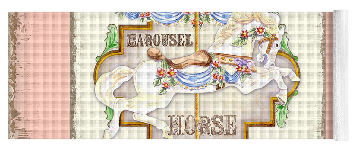 Carousel Yoga Mat featuring the painting Carousel Dreams - Horse #2 by Audrey Jeanne Roberts