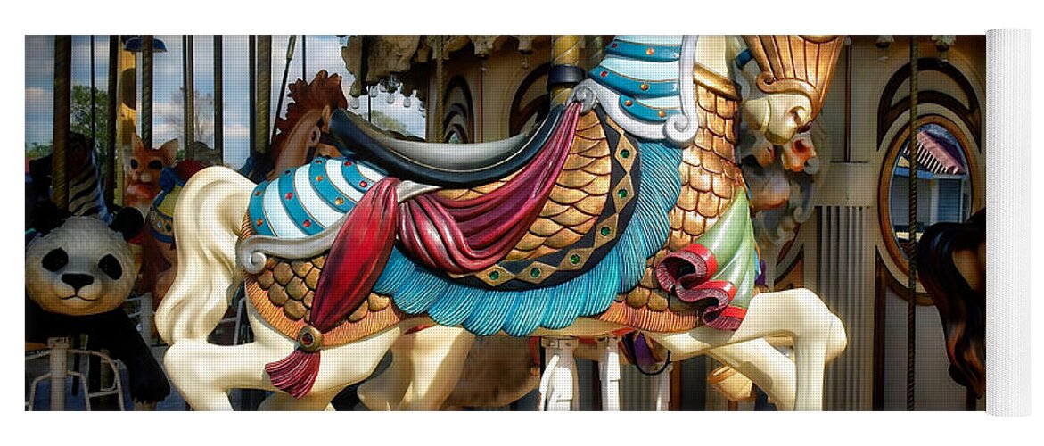 Carousel Horse Yoga Mat featuring the photograph Carousel Horse #2 by Kathy Baccari
