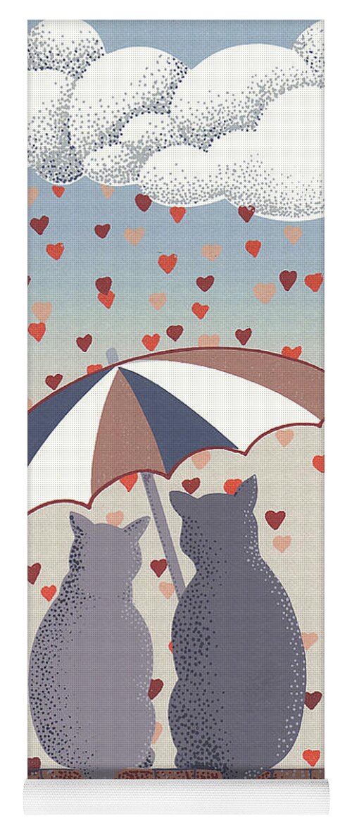 Cats Artwork Yoga Mat featuring the mixed media Cats in Love #1 by Anne Gifford