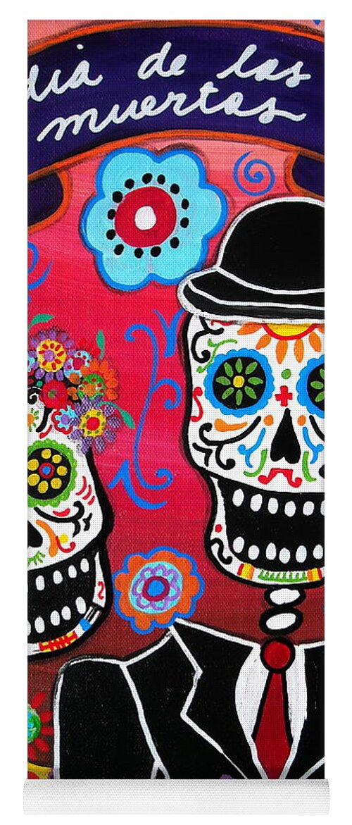 Day Of The Dead Yoga Mat featuring the painting Couple Day Of The Dead #1 by Pristine Cartera Turkus