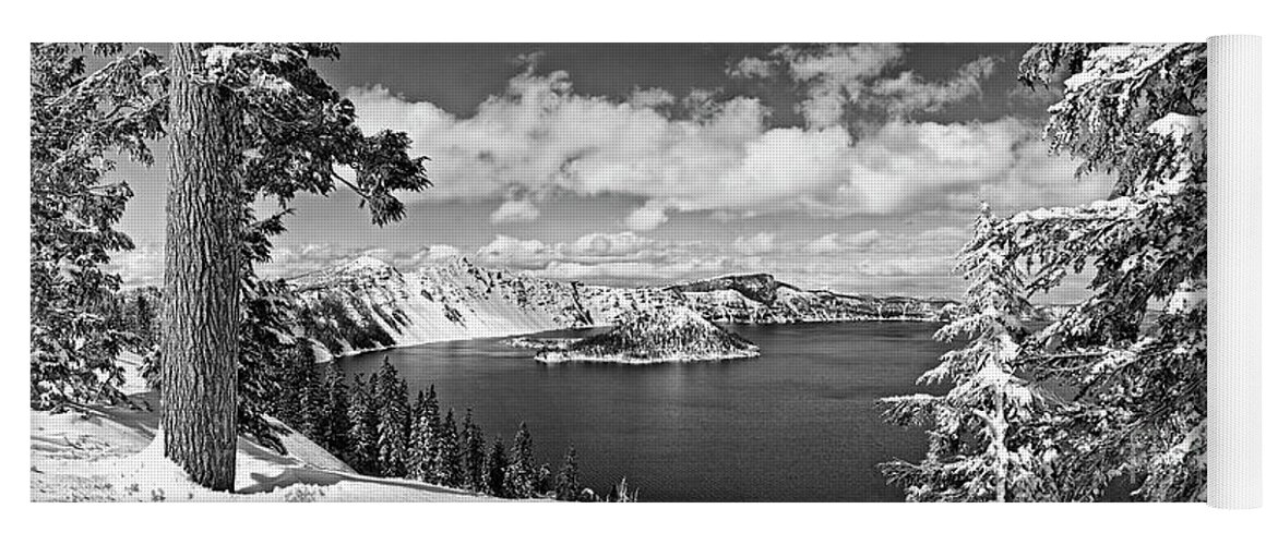 Crater Lake Yoga Mat featuring the photograph Crater Lake Panorama #1 by Jamie Pham