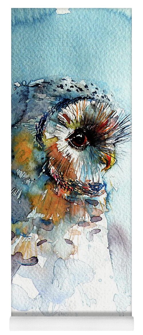 Owl Yoga Mat featuring the painting Cute owl #1 by Kovacs Anna Brigitta