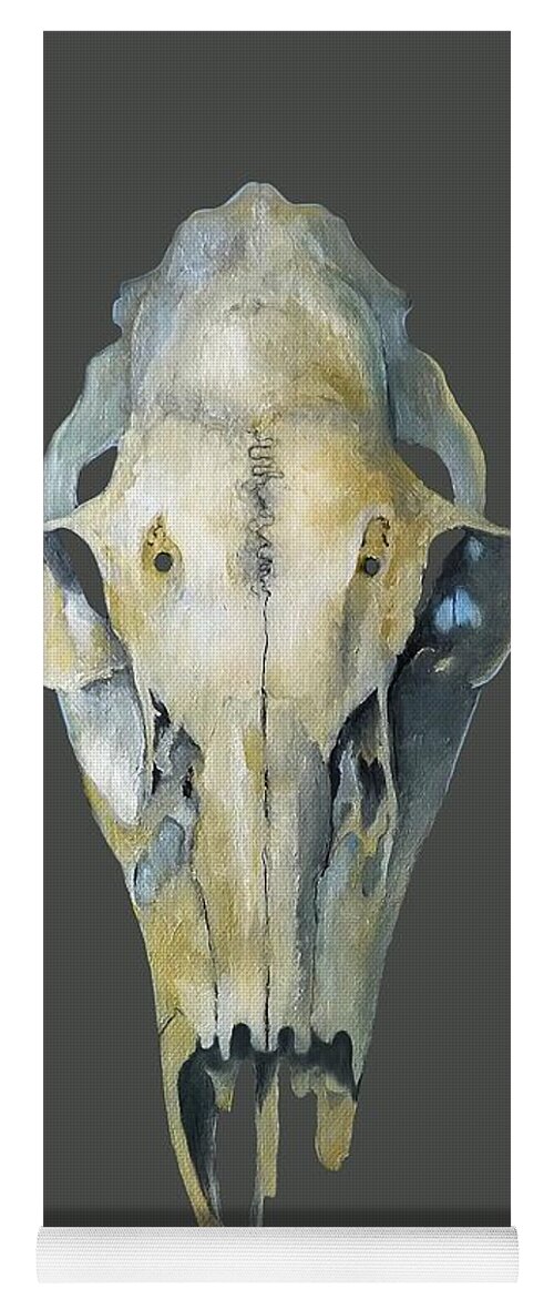 Skull Yoga Mat featuring the painting Deer Skull With Aura #1 by Catherine Twomey