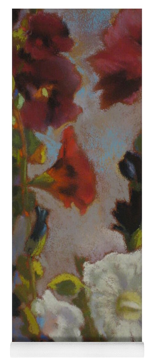  Yoga Mat featuring the painting Dee's Hollyhocks #1 by Constance Gehring