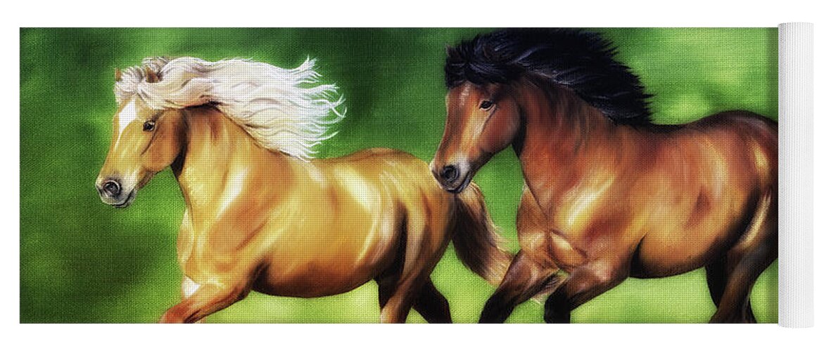 Icelandic Horses Yoga Mat featuring the painting Dream Team Icelandic Horses by Shari Nees