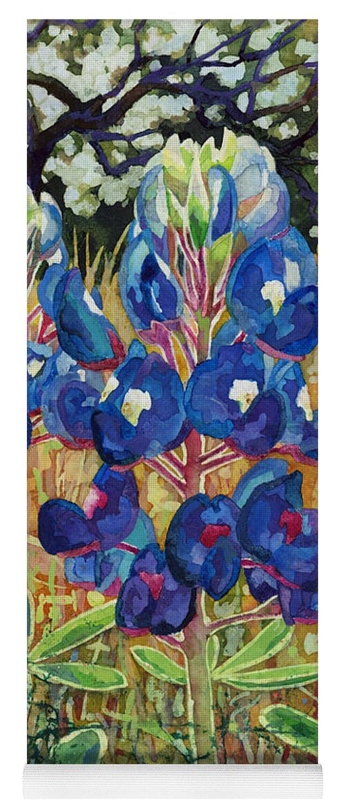 Bluebonnet Yoga Mat featuring the painting Early Bloomers #2 by Hailey E Herrera