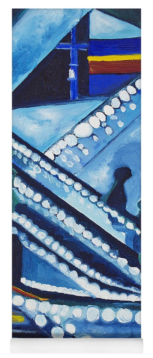 Night Scenes Yoga Mat featuring the painting Escalator Lights #1 by Patricia Arroyo
