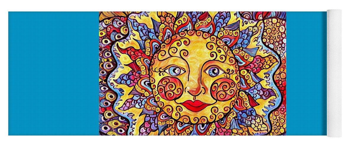 Sun Yoga Mat featuring the digital art Fiesta Sun #2 by Megan Walsh