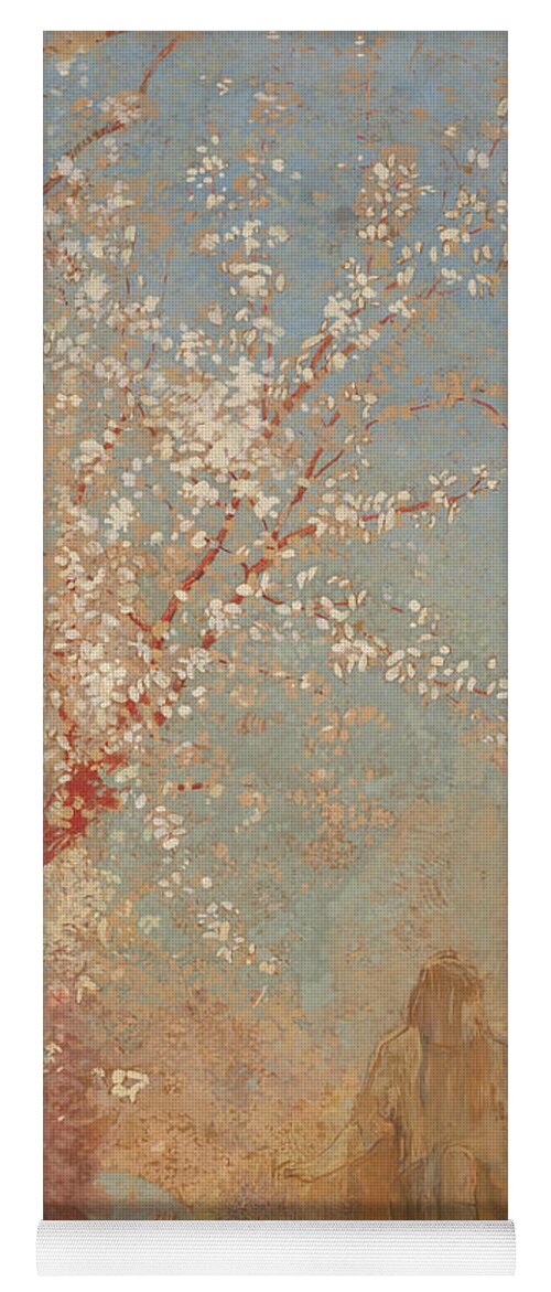 Odilon Redon Yoga Mat featuring the painting Figure Under A Blossoming Tree #1 by Odilon Redon