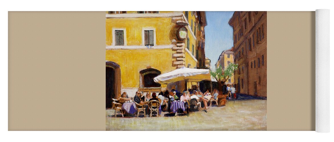 Street Cafe Yoga Mat featuring the painting Firenze #2 by David Zimmerman