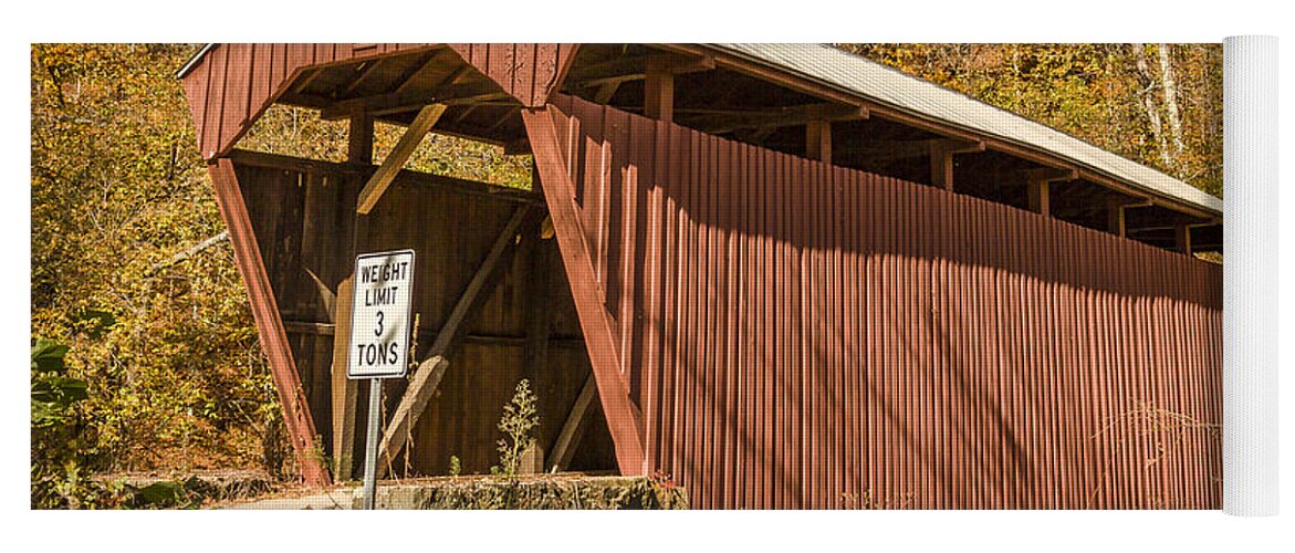 America Yoga Mat featuring the photograph Fletcher Covered Bridge #1 by Jack R Perry