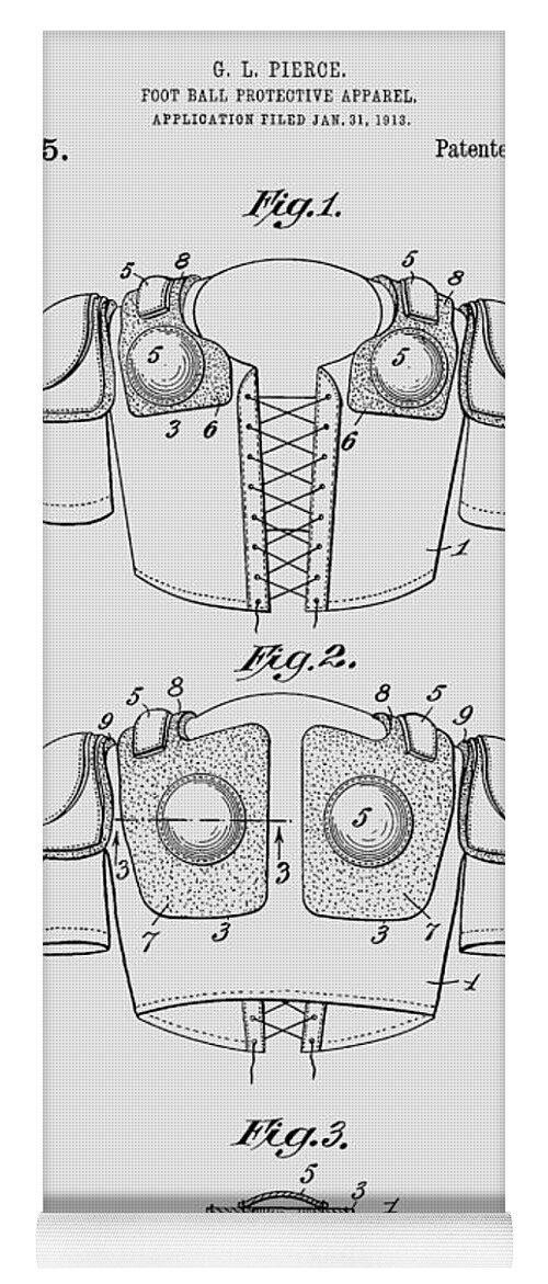 Football Yoga Mat featuring the photograph Football Shoulder Pads Patent 1913 #2 by Chris Smith
