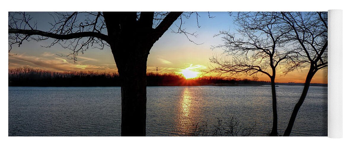 Ford Lake Sunset Yoga Mat featuring the photograph Ford Lake Sunset #1 by Pat Cook