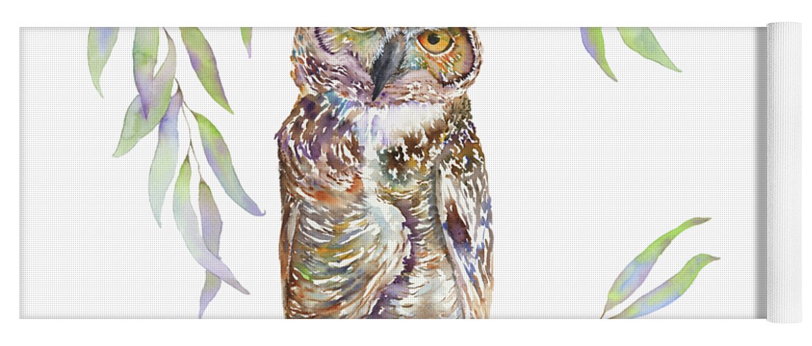 Great Horned Owl Yoga Mat featuring the painting Great Horned Owl #1 by Amy Kirkpatrick