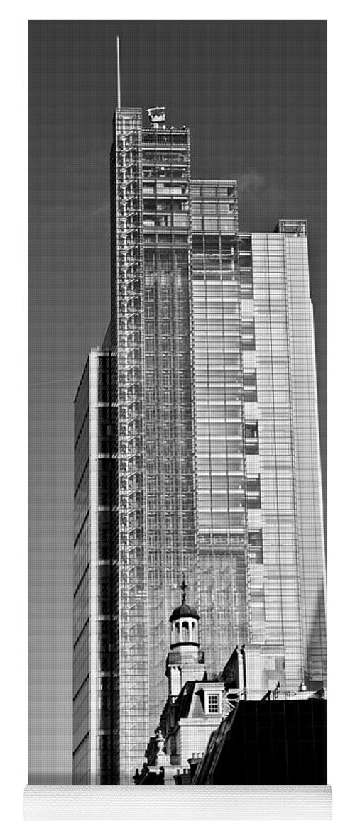 Broadgate Yoga Mat featuring the photograph Heron Tower London black and white #2 by Gary Eason