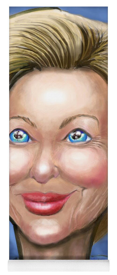 Hillary Clinton Yoga Mat featuring the digital art Hillary Clinton Caricature #1 by Kevin Middleton