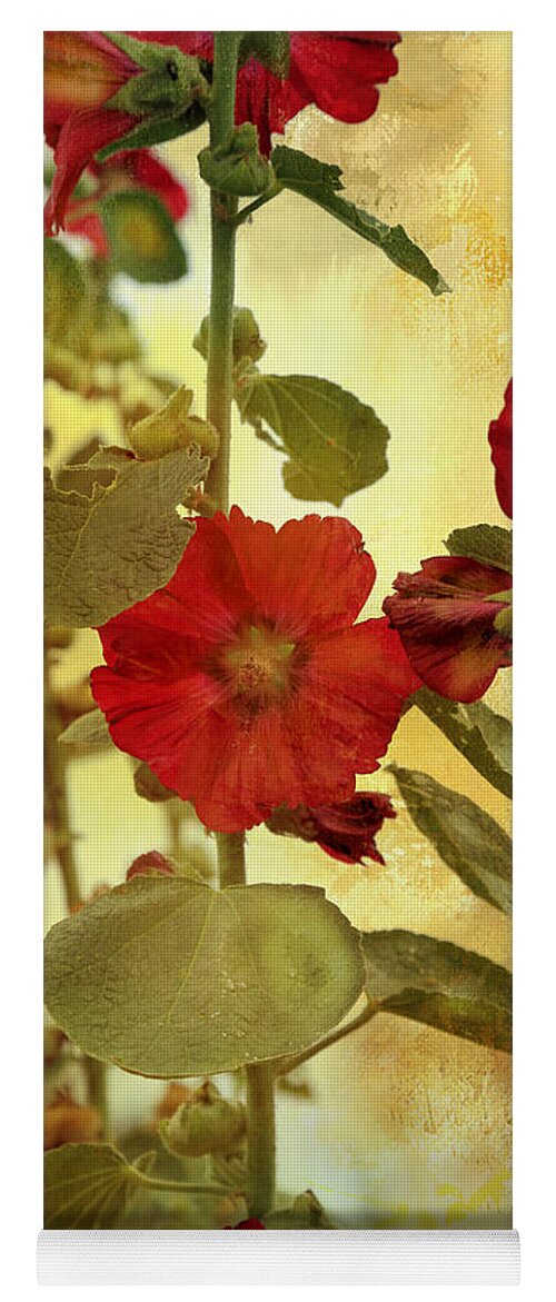 Theresa Campbell Yoga Mat featuring the photograph HollyHocks #2 by Theresa Campbell