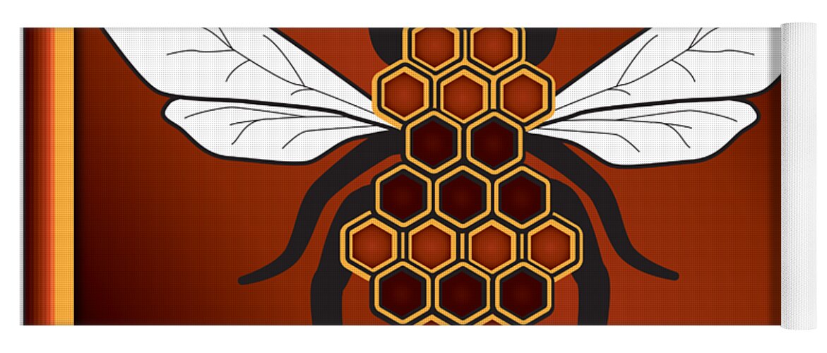Cartoon Yoga Mat featuring the digital art Honeycomb Bee by Pelo Blanco Photo