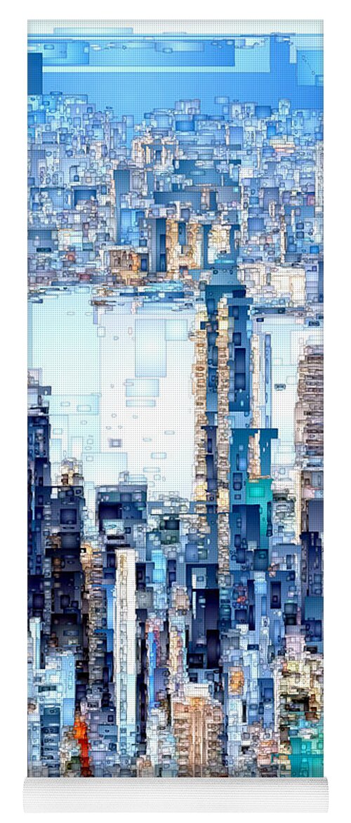 Rafael Salazar Yoga Mat featuring the digital art Hong Kong Skyline by Rafael Salazar
