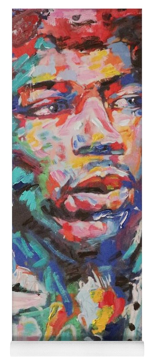 Rock Star Yoga Mat featuring the painting Jimi Hendrix #1 by Sam Shaker