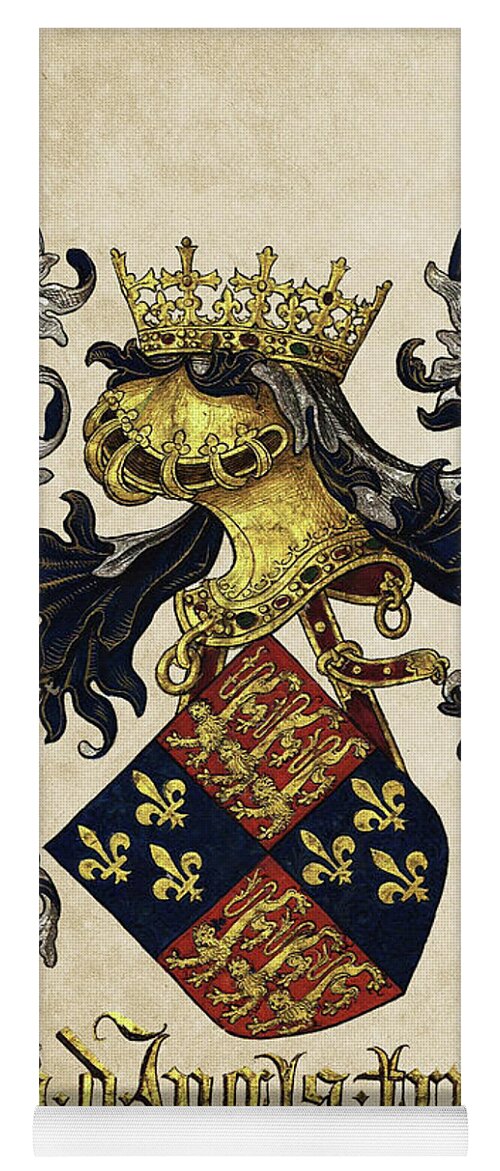 'roll Of Arms� Collection By Serge Averbukh Yoga Mat featuring the photograph King of England Coat of Arms - Livro do Armeiro-Mor by Serge Averbukh