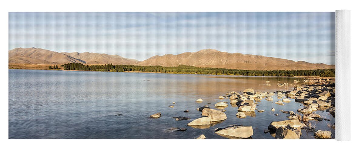 New Zealand Yoga Mat featuring the photograph lake Tekapo on a late summer afternoon in New Zealand #1 by Didier Marti