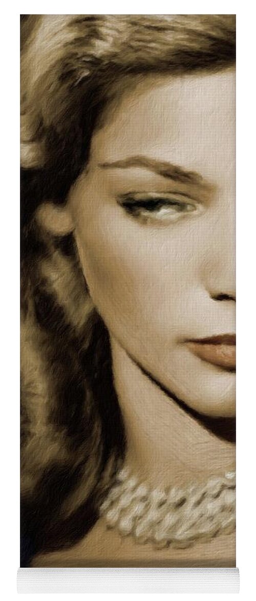 Lauren Yoga Mat featuring the painting Lauren Bacall, Vintage Actress #1 by Esoterica Art Agency