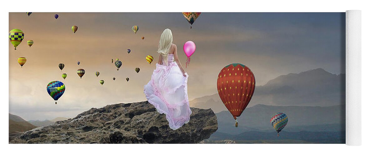 Hot Air Balloon Yoga Mat featuring the mixed media Letting Go #1 by Marvin Blaine
