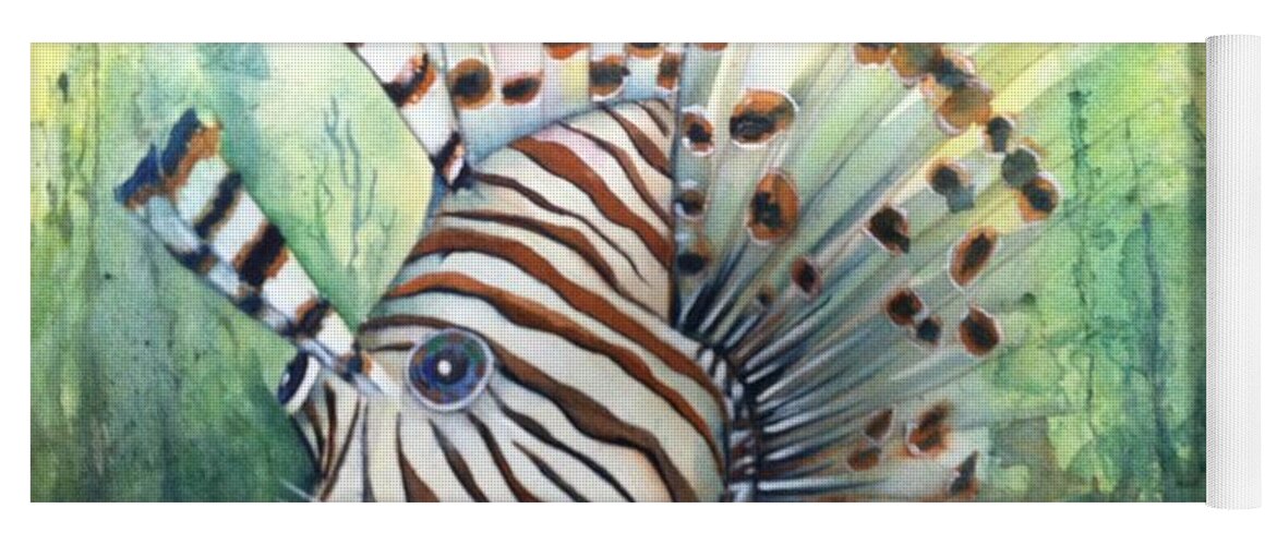 Lionfish Yoga Mat featuring the painting Lionfish by Midge Pippel