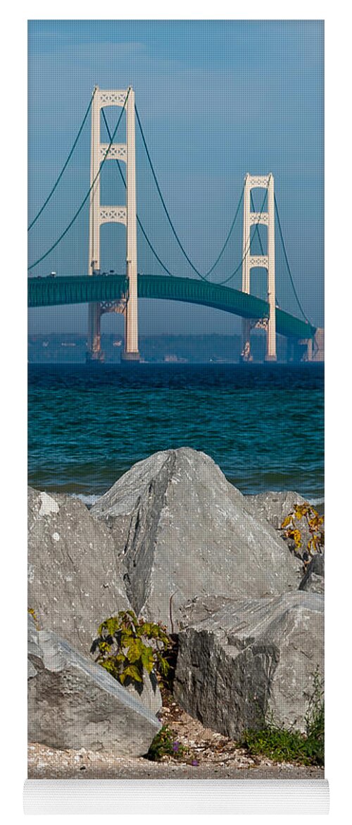 Bridge Yoga Mat featuring the photograph Mackinac Bridge #1 by Larry Carr