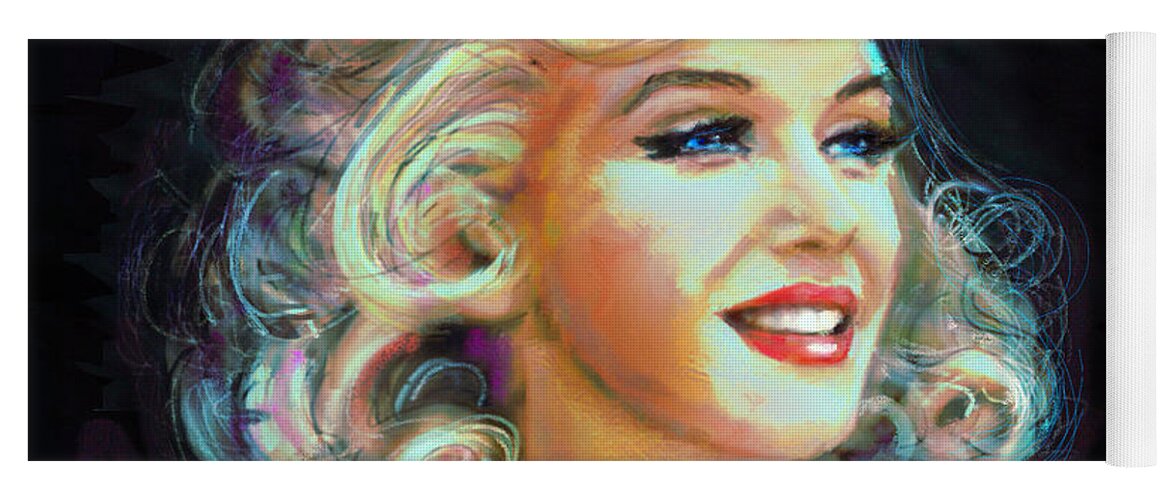 Angie Braun Yoga Mat featuring the painting Marilyn Blue #1 by Angie Braun