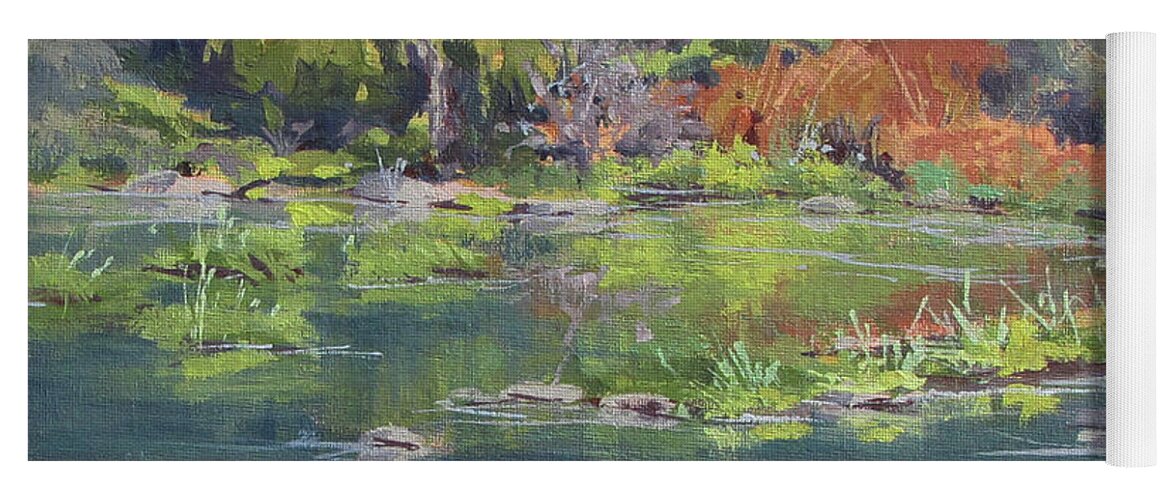 River Yoga Mat featuring the painting On the River #1 by Karen Ilari