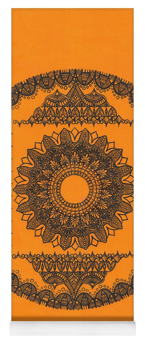 Mandala Yoga Mat featuring the digital art Orange is the new black #1 by Anmol Jauher