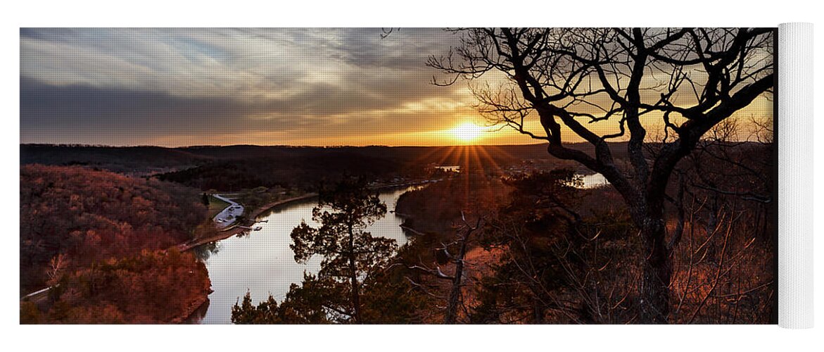 Ha Ha Tonka Yoga Mat featuring the photograph Ozark Sunset from the Bluff by Dennis Hedberg