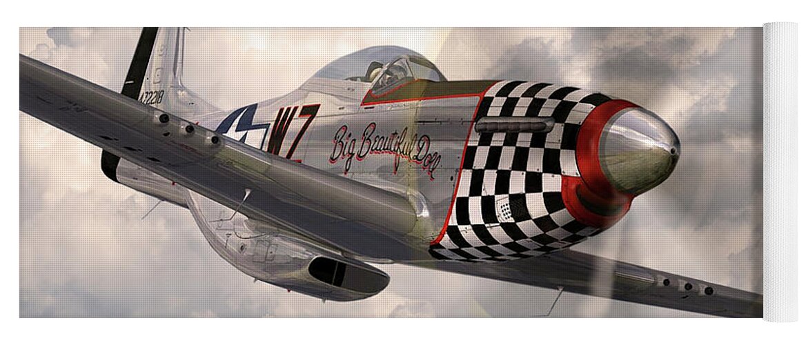 P-51 Mustang Yoga Mat featuring the digital art P-51 Mustang Big Beautiful Doll by Airpower Art