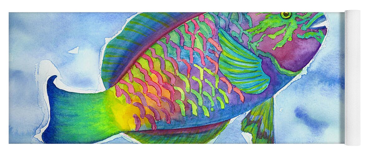 Parrotfish Yoga Mat featuring the painting Parrotfish #2 by Lucy Arnold