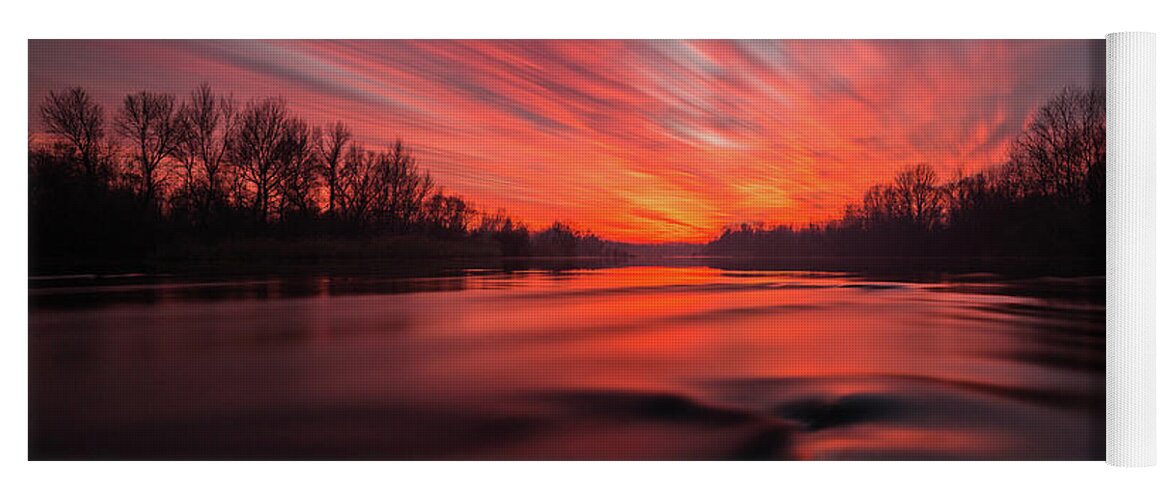 Landscape Yoga Mat featuring the photograph Red dusk #1 by Davorin Mance