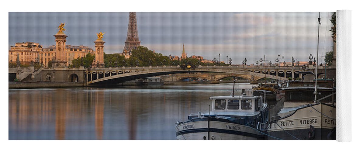 Paris Yoga Mat featuring the photograph River Seine Dawn #1 by Brian Jannsen