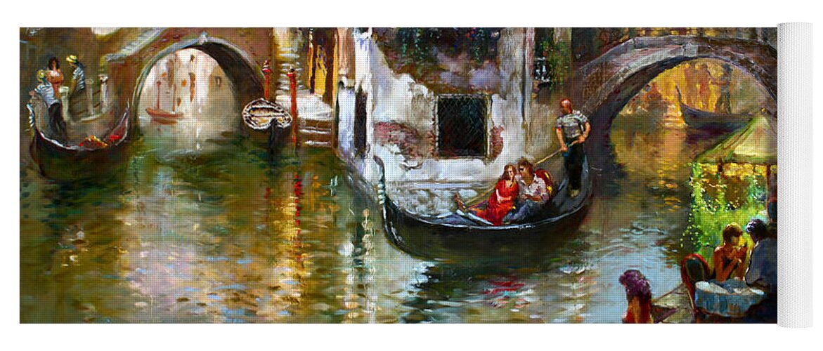 Romance In Venice Yoga Mat featuring the painting Romance in Venice by Ylli Haruni