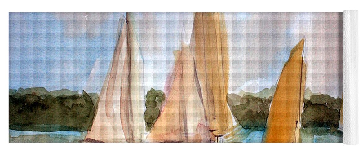 Sailing Yoga Mat featuring the painting Sailing #1 by Julie Lueders 