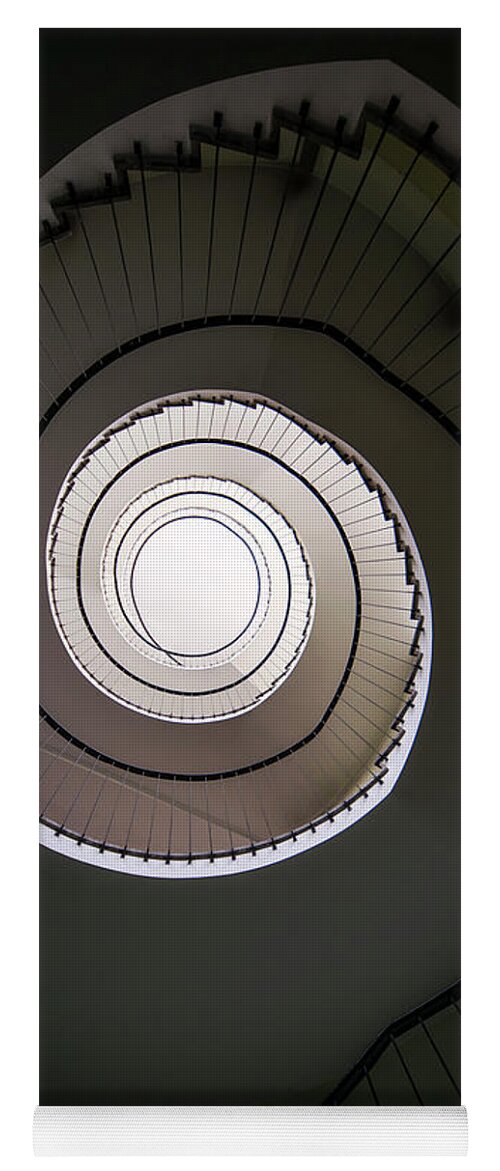 Spiral Staircase Yoga Mat featuring the photograph Spiral staircase in brown tones #1 by Jaroslaw Blaminsky