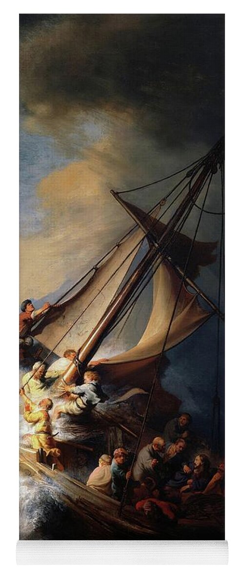 Rembrandt Yoga Mat featuring the painting Storm On The Sea Of Galilee by Troy Caperton