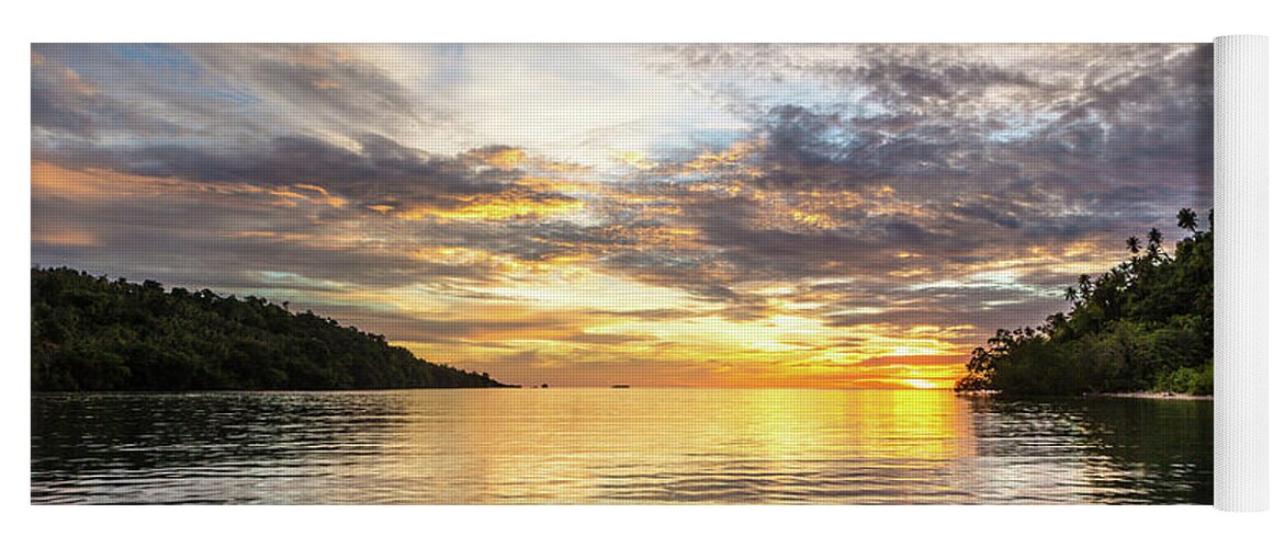 Indonesia Yoga Mat featuring the photograph Stunning sunset in the Togian islands in Sulawesi #1 by Didier Marti