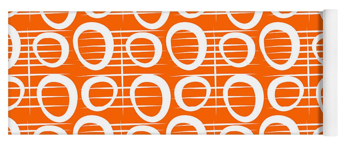 Orange Yoga Mat featuring the mixed media Tangerine Loop by Linda Woods