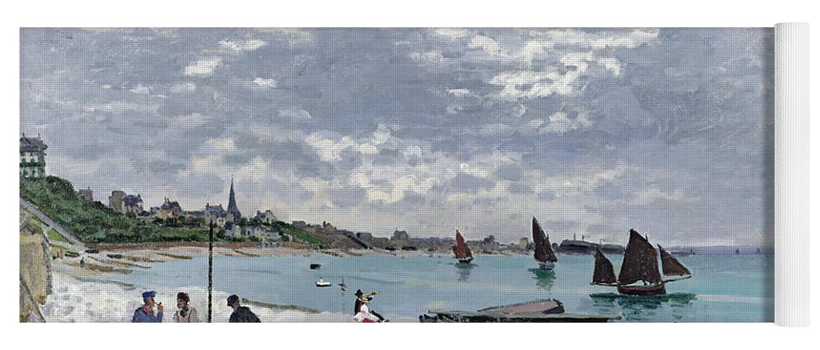 Coastal;french;rowing Boat;sailing;sainte Adresse; Boats Yoga Mat featuring the painting The Beach at Sainte Adresse by Claude Monet