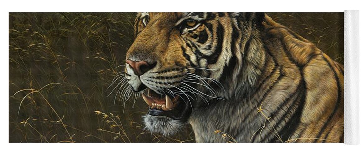 Wildlife Paintings Yoga Mat featuring the painting Tiger Portrait #1 by Alan M Hunt