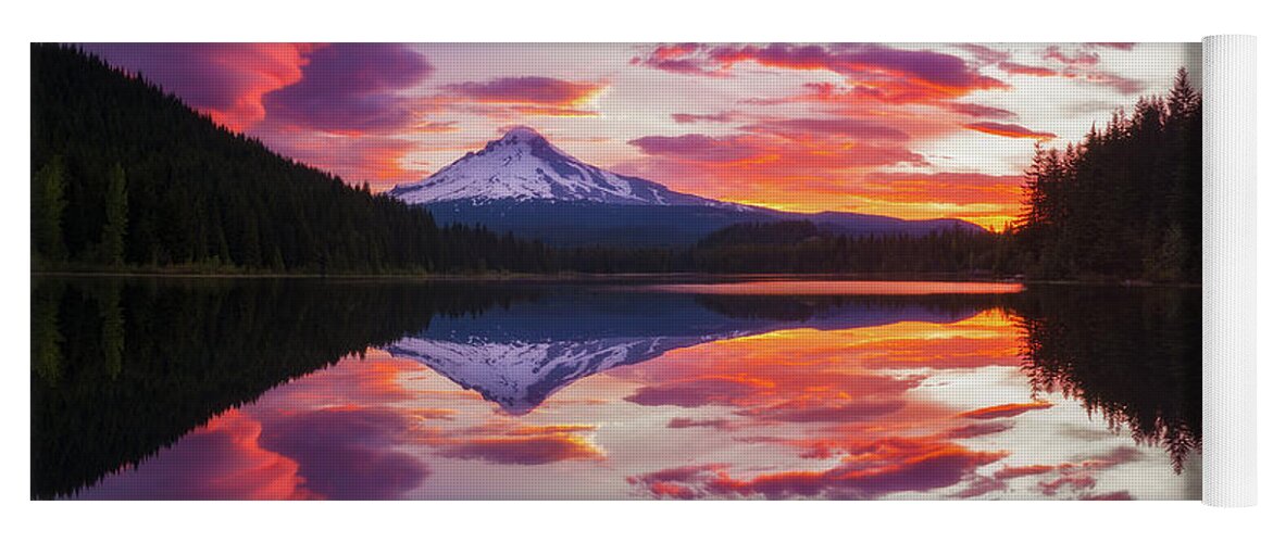 Lake Yoga Mat featuring the photograph Trillium Lake Sunrise #1 by Darren White